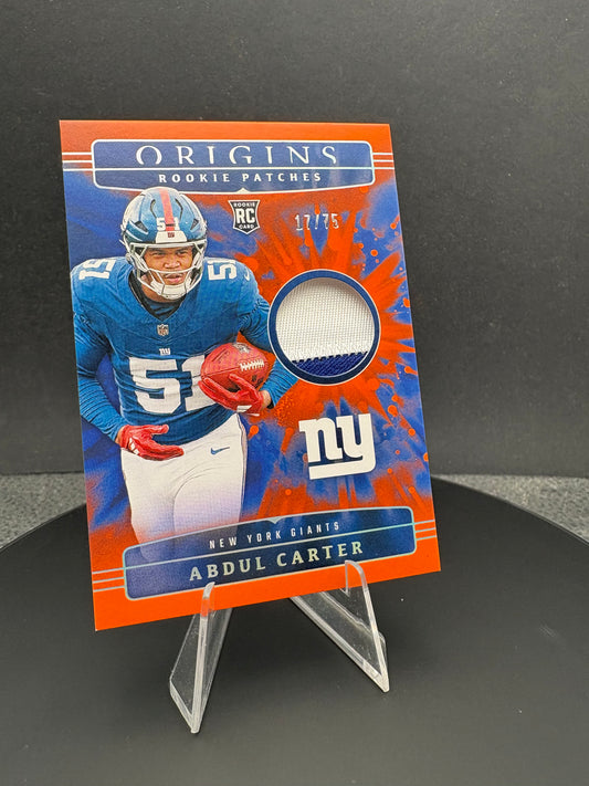 2025 Origins Abdul Carter Rookie Patches /75 2 color patch