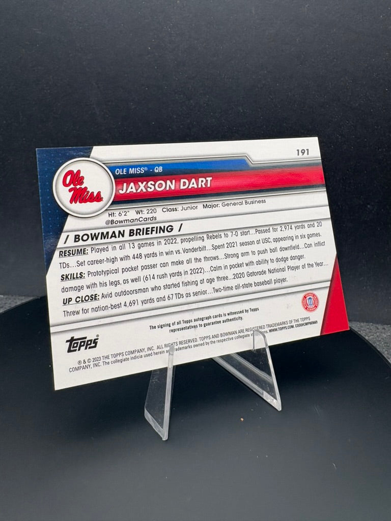 2023 Topps Jaxon Dart #191 Bowman U Chrome AUTO