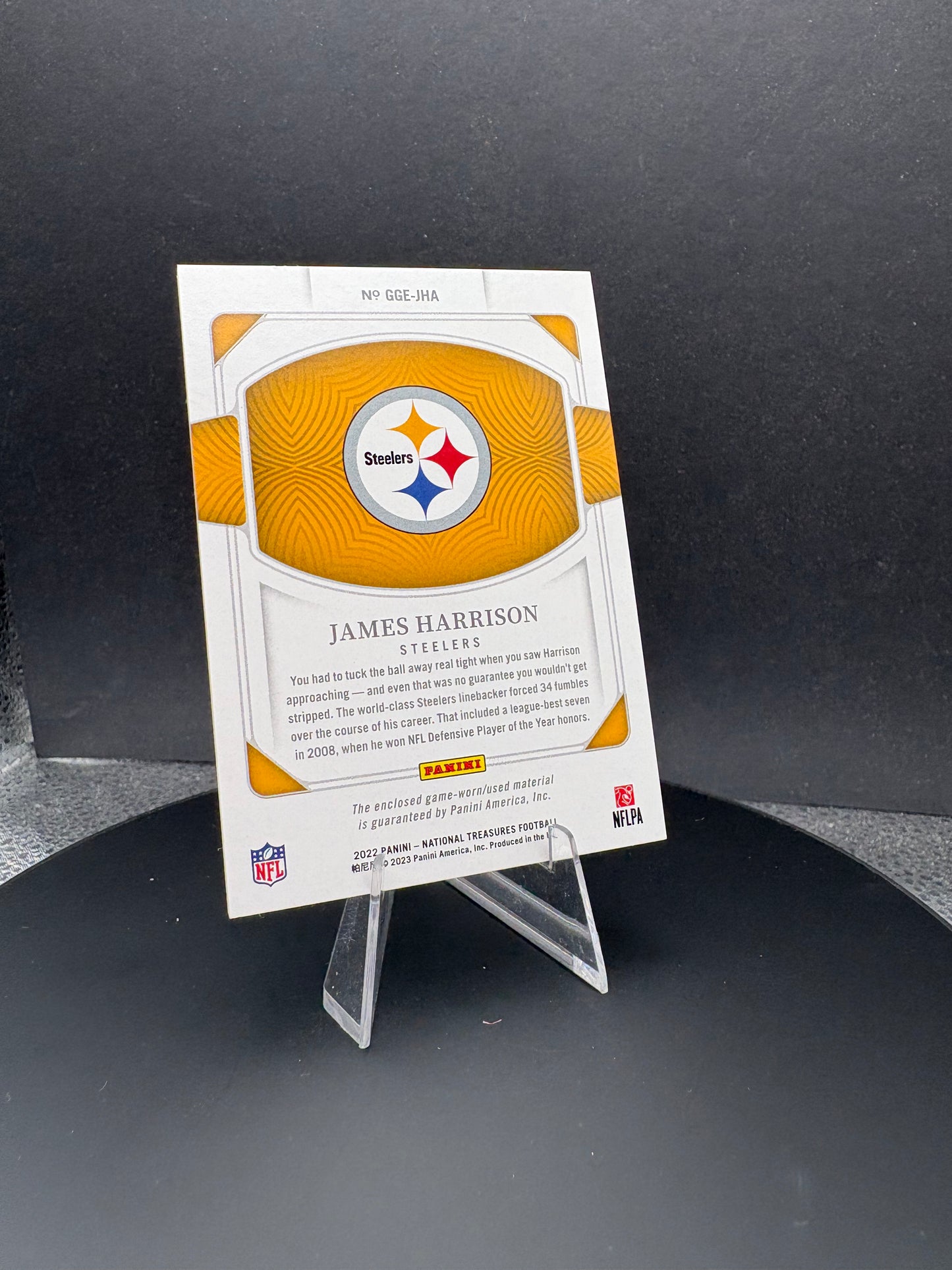 2022 National Treasure 3 color patch James Harrison Game Gear /10