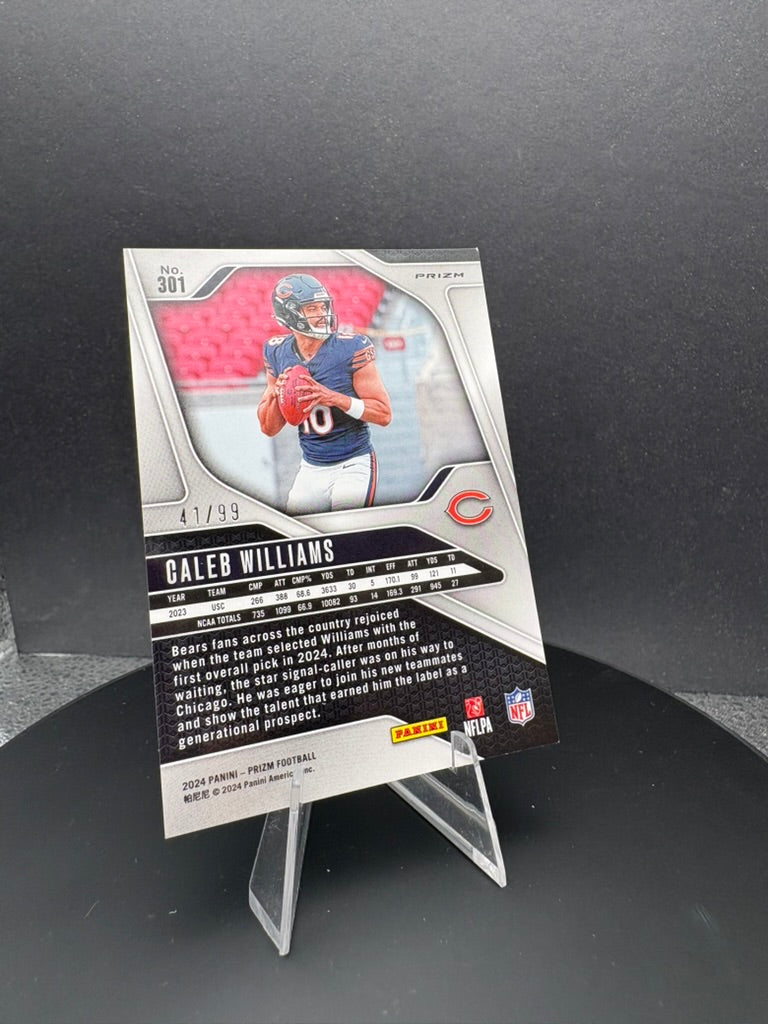 2024 Panini Prizm - Rookies Caleb Williams #301 No Huddle Blue Prizm /99 (RC)