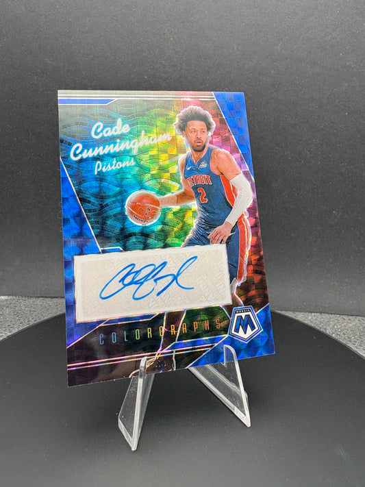 2024-25 Panini Mosaic Cade Cunningham Colorgraphs Auto Blue /35