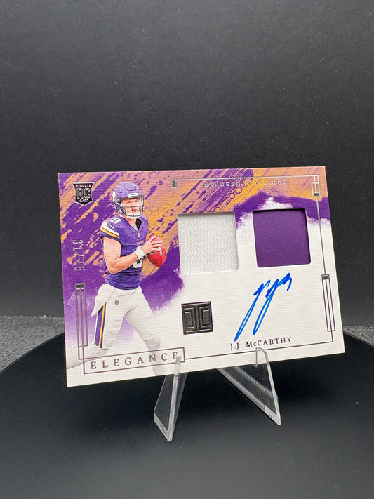 2024 Impeccable J.J. McCarthy #RHP-JMY dual patch AUTO RC /75 Elegance