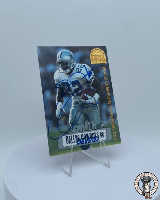 Emmitt Smith Autographed 1996 Collector’s Edge Super Bowl XXX #DE-25 - Dallas Cowboys /500