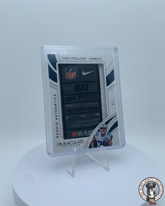 Tony Pollard 2019 Panini Immaculate Rookie Authentics Patch Card #RL-32 2/5 - Dallas Cowboys (RC)